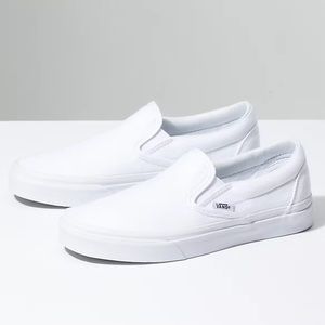 White/White Slip On Vans
